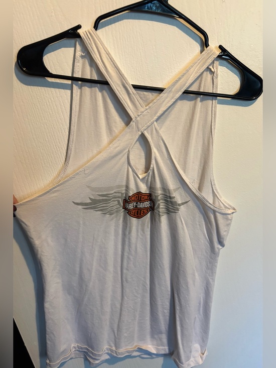 Harley-Davidson Tops - Harley-Davidson White Women's Cross front Tank with Winged Logo